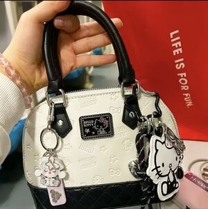Hello Kitty Black & White Mini Shoulder Bag Purse